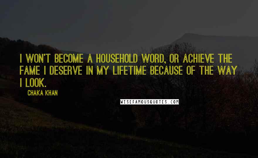 Chaka Khan Quotes: I won't become a household word, or achieve the fame I deserve in my lifetime because of the way I look.