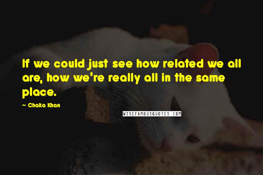 Chaka Khan Quotes: If we could just see how related we all are, how we're really all in the same place.