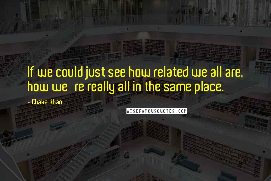 Chaka Khan Quotes: If we could just see how related we all are, how we're really all in the same place.