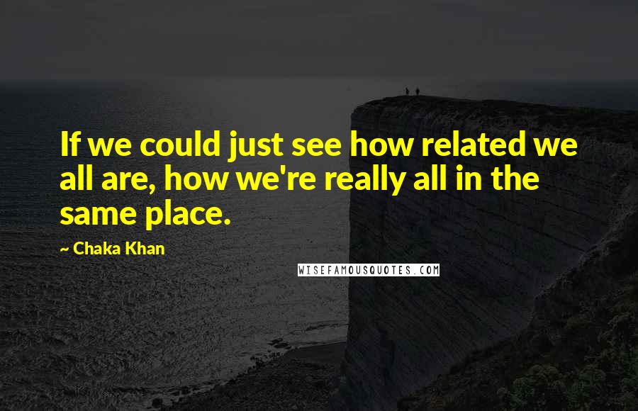 Chaka Khan Quotes: If we could just see how related we all are, how we're really all in the same place.