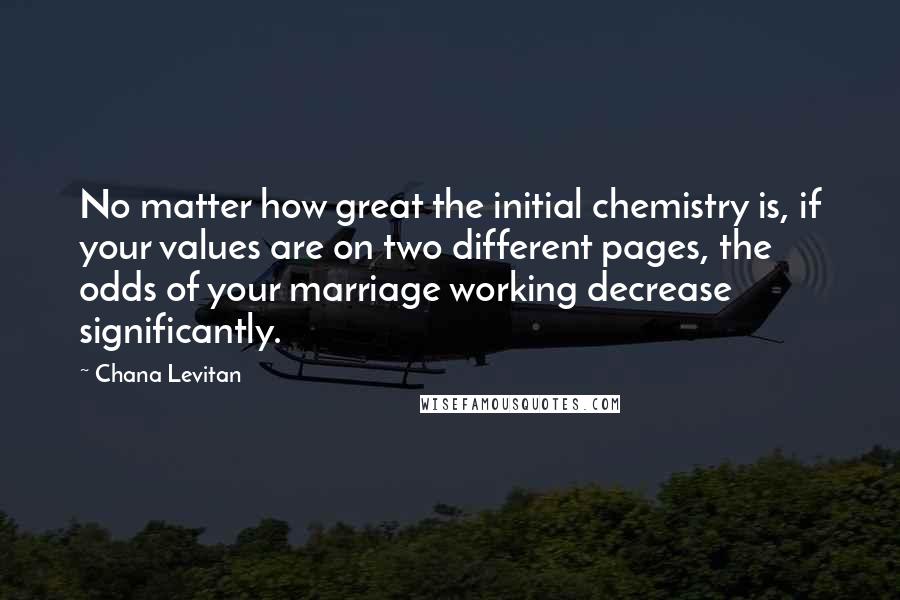 Chana Levitan Quotes: No matter how great the initial chemistry is, if your values are on two different pages, the odds of your marriage working decrease significantly.