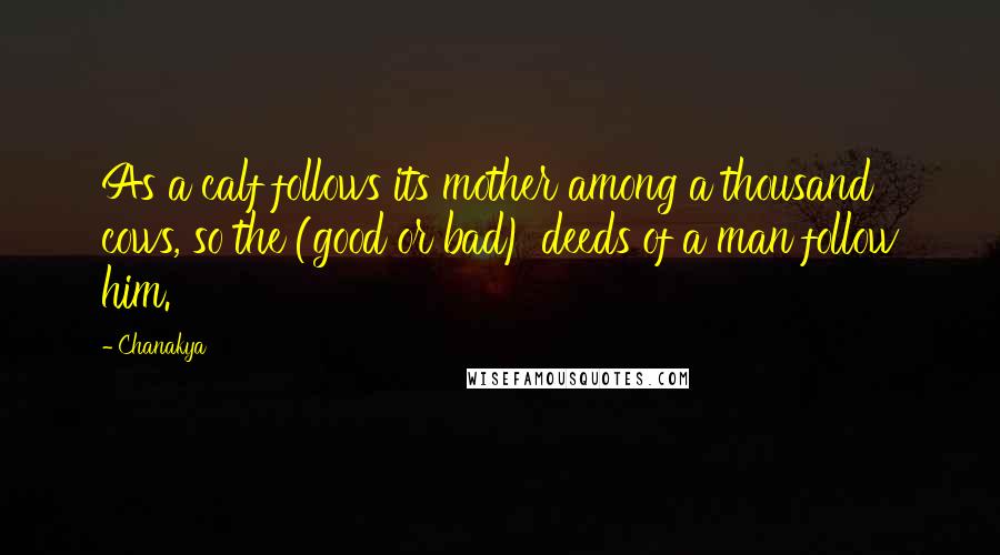 Chanakya Quotes: As a calf follows its mother among a thousand cows, so the (good or bad) deeds of a man follow him.