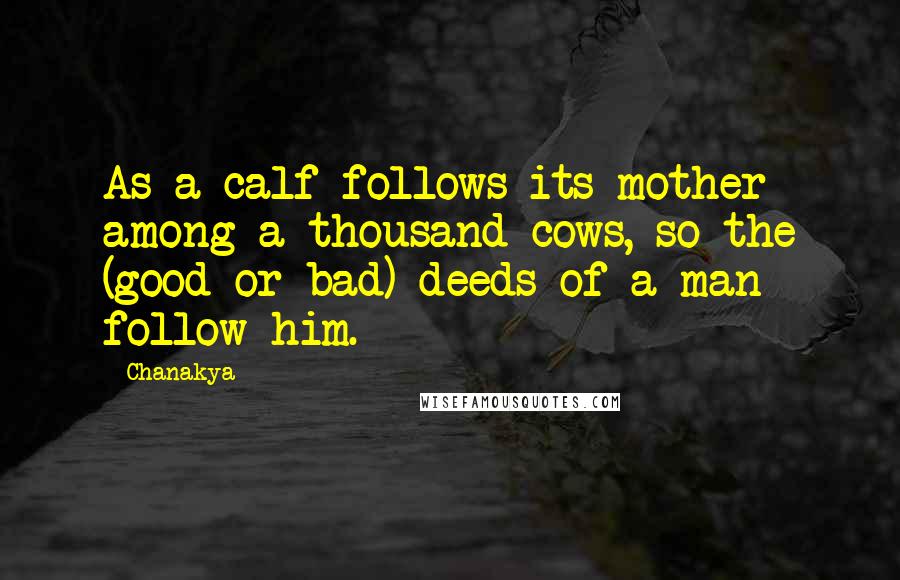 Chanakya Quotes: As a calf follows its mother among a thousand cows, so the (good or bad) deeds of a man follow him.