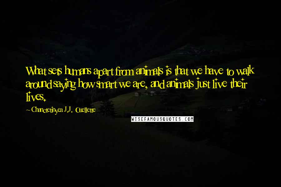 Chanctetinyea J.J. Ouellette Quotes: What sets humans apart from animals is that we have to walk around saying how smart we are, and animals just live their lives.