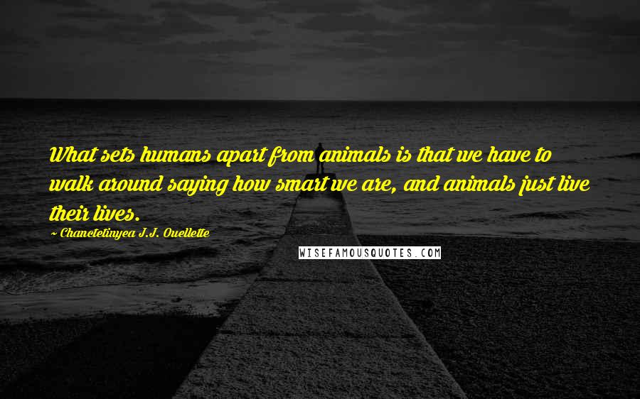 Chanctetinyea J.J. Ouellette Quotes: What sets humans apart from animals is that we have to walk around saying how smart we are, and animals just live their lives.