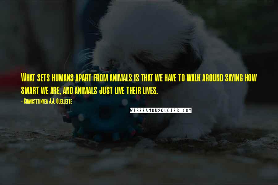 Chanctetinyea J.J. Ouellette Quotes: What sets humans apart from animals is that we have to walk around saying how smart we are, and animals just live their lives.