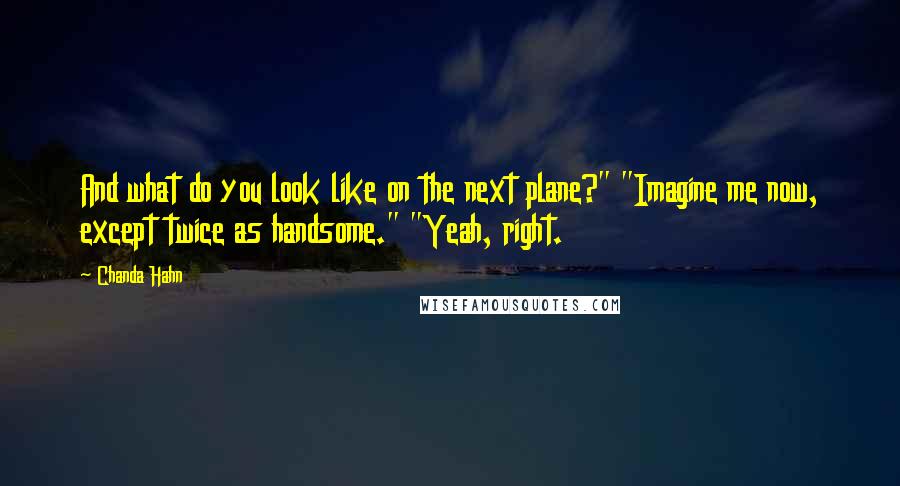 Chanda Hahn Quotes: And what do you look like on the next plane?" "Imagine me now, except twice as handsome." "Yeah, right.