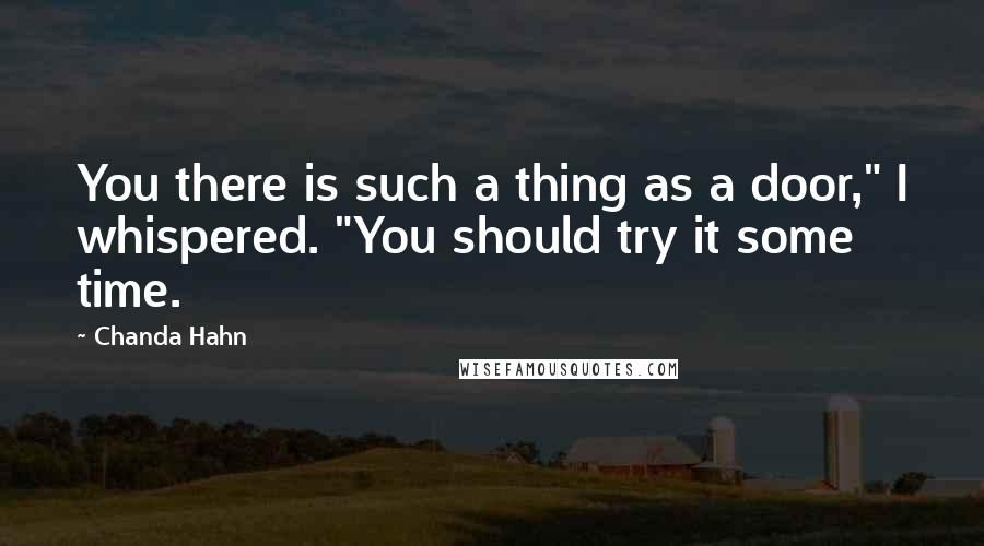 Chanda Hahn Quotes: You there is such a thing as a door," I whispered. "You should try it some time.