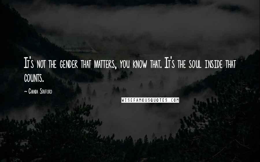 Chanda Stafford Quotes: It's not the gender that matters, you know that. It's the soul inside that counts.