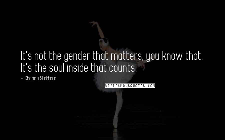 Chanda Stafford Quotes: It's not the gender that matters, you know that. It's the soul inside that counts.