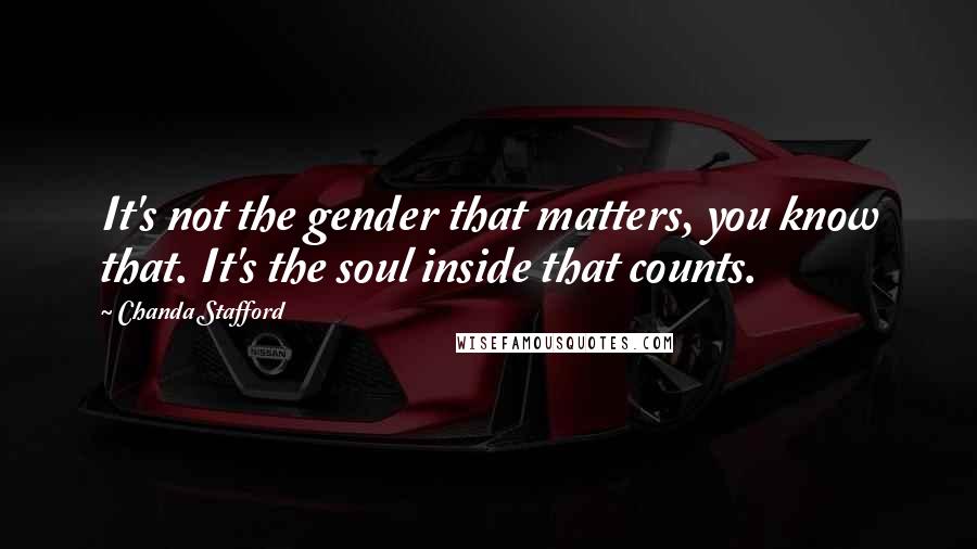 Chanda Stafford Quotes: It's not the gender that matters, you know that. It's the soul inside that counts.