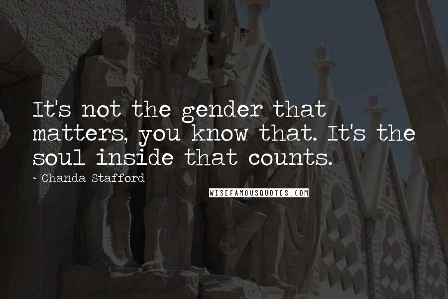 Chanda Stafford Quotes: It's not the gender that matters, you know that. It's the soul inside that counts.