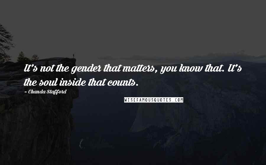 Chanda Stafford Quotes: It's not the gender that matters, you know that. It's the soul inside that counts.