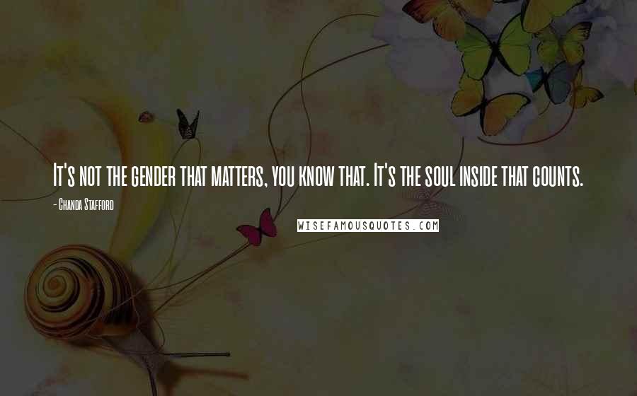 Chanda Stafford Quotes: It's not the gender that matters, you know that. It's the soul inside that counts.