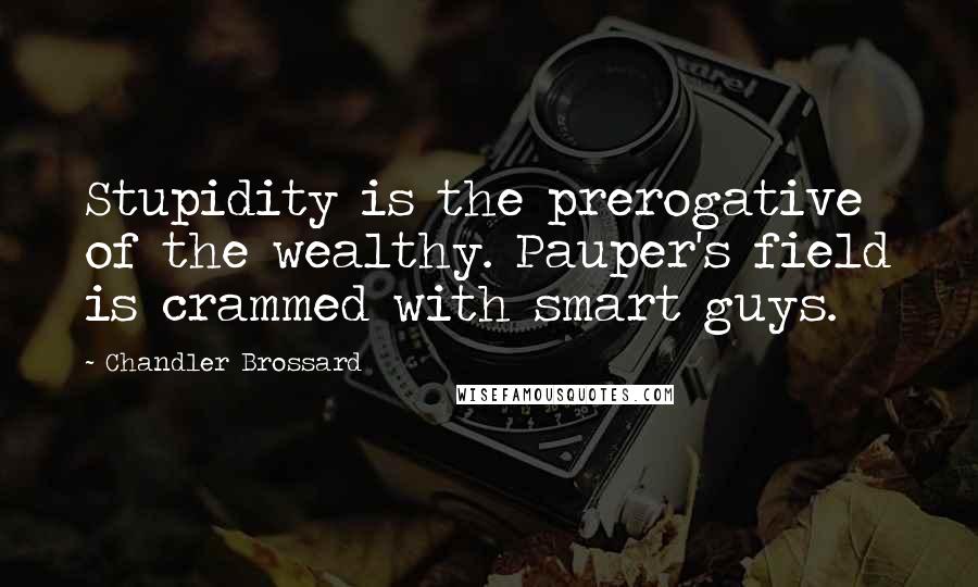 Chandler Brossard Quotes: Stupidity is the prerogative of the wealthy. Pauper's field is crammed with smart guys.