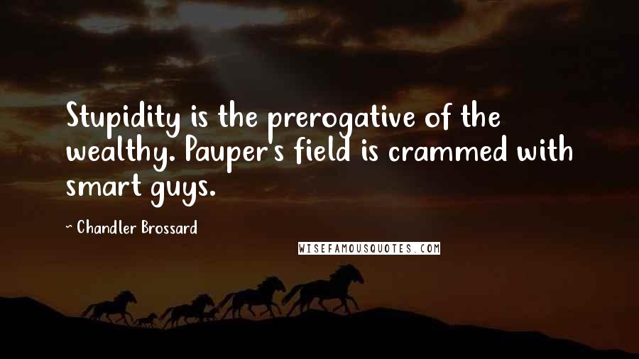 Chandler Brossard Quotes: Stupidity is the prerogative of the wealthy. Pauper's field is crammed with smart guys.