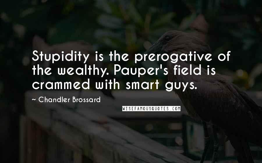 Chandler Brossard Quotes: Stupidity is the prerogative of the wealthy. Pauper's field is crammed with smart guys.