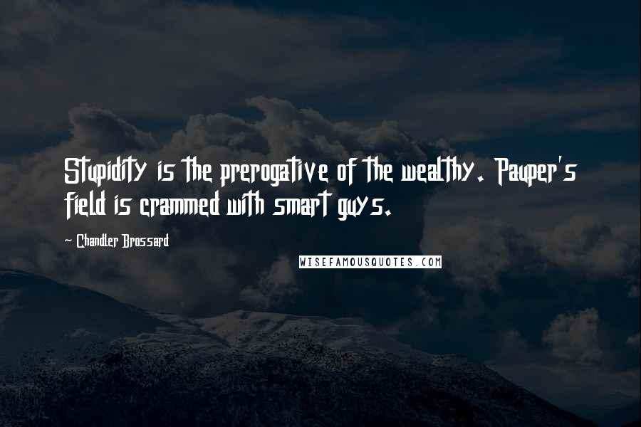 Chandler Brossard Quotes: Stupidity is the prerogative of the wealthy. Pauper's field is crammed with smart guys.