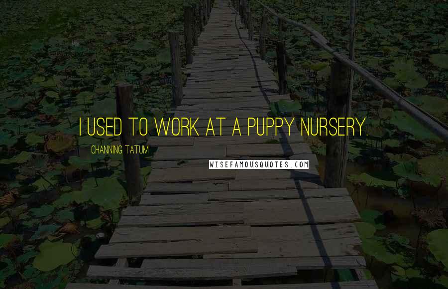 Channing Tatum Quotes: I used to work at a puppy nursery.