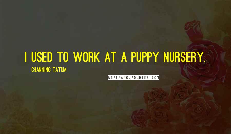 Channing Tatum Quotes: I used to work at a puppy nursery.