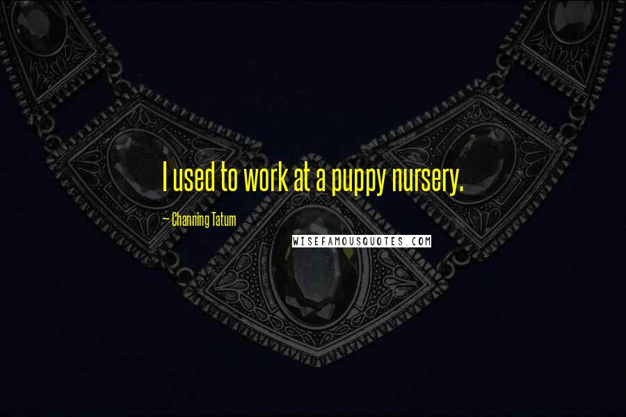 Channing Tatum Quotes: I used to work at a puppy nursery.