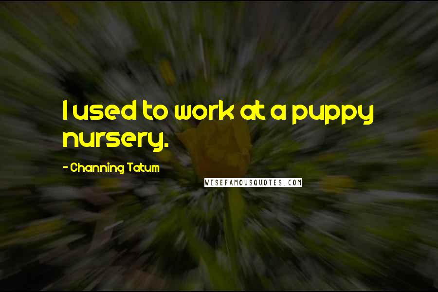 Channing Tatum Quotes: I used to work at a puppy nursery.