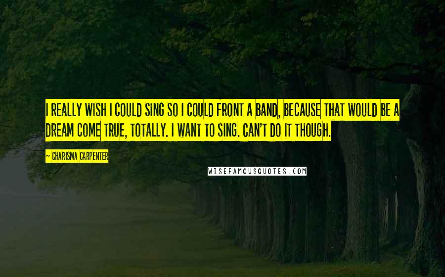 Charisma Carpenter Quotes: I really wish I could sing so I could front a band, because that would be a dream come true, totally. I want to sing. Can't do it though.