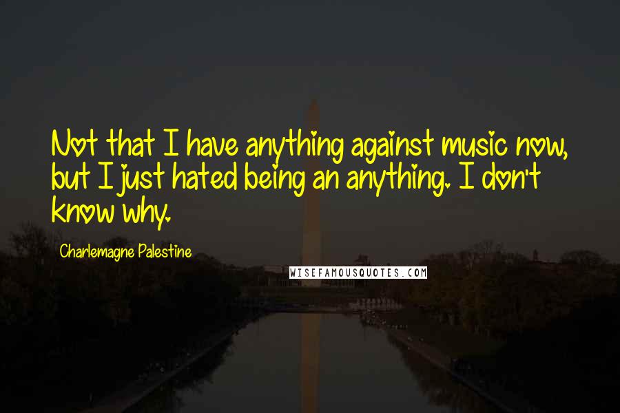 Charlemagne Palestine Quotes: Not that I have anything against music now, but I just hated being an anything. I don't know why.