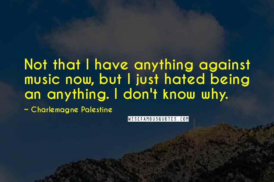 Charlemagne Palestine Quotes: Not that I have anything against music now, but I just hated being an anything. I don't know why.