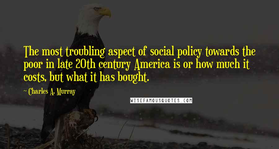 Charles A. Murray Quotes: The most troubling aspect of social policy towards the poor in late 20th century America is or how much it costs, but what it has bought.