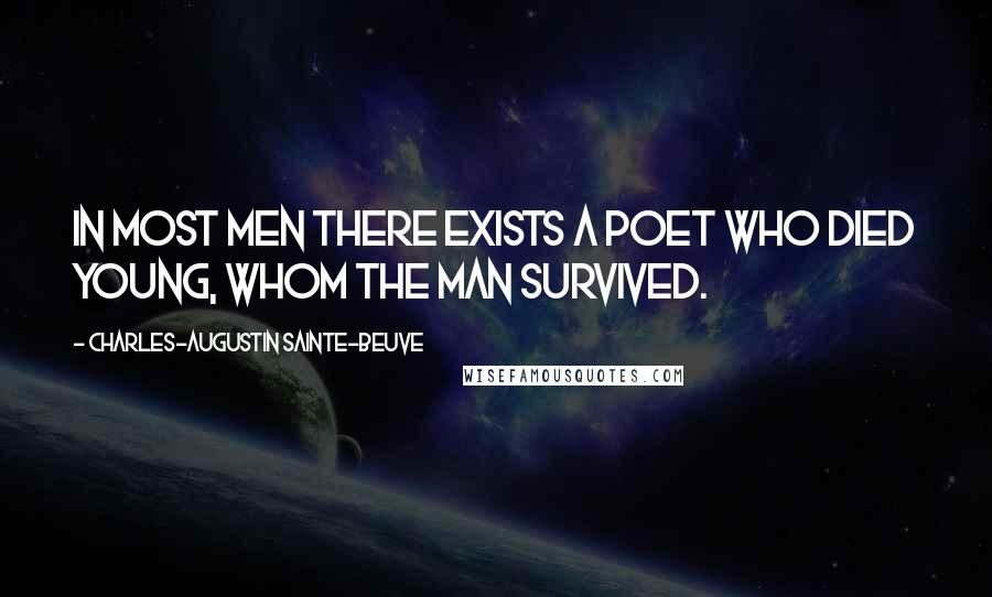 Charles-Augustin Sainte-Beuve Quotes: In most men there exists a poet who died young, whom the man survived.