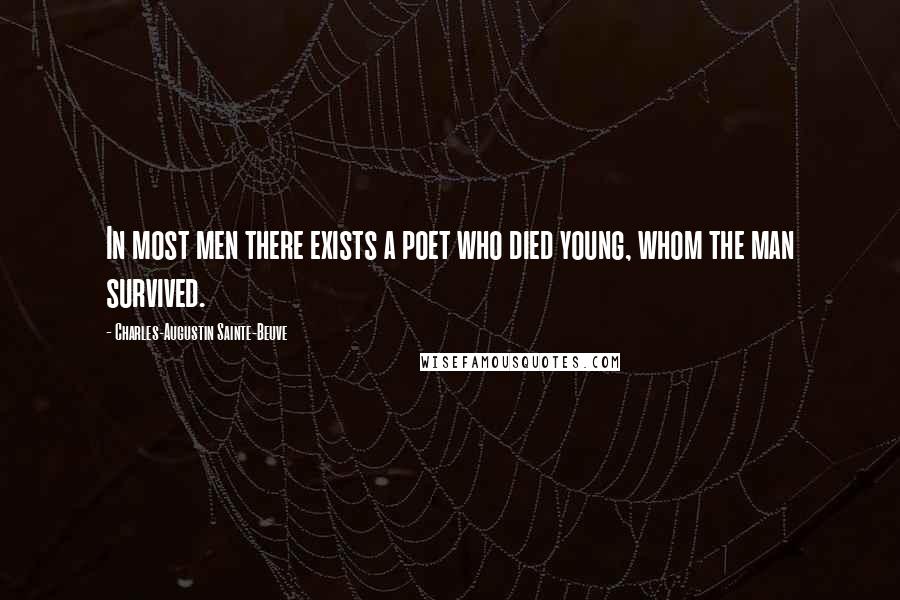 Charles-Augustin Sainte-Beuve Quotes: In most men there exists a poet who died young, whom the man survived.