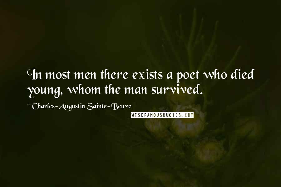 Charles-Augustin Sainte-Beuve Quotes: In most men there exists a poet who died young, whom the man survived.