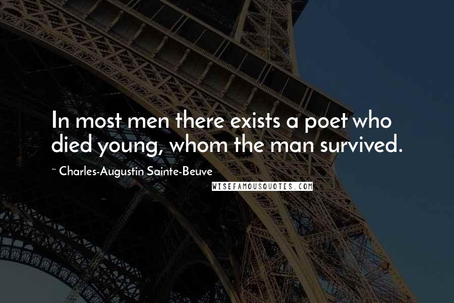 Charles-Augustin Sainte-Beuve Quotes: In most men there exists a poet who died young, whom the man survived.