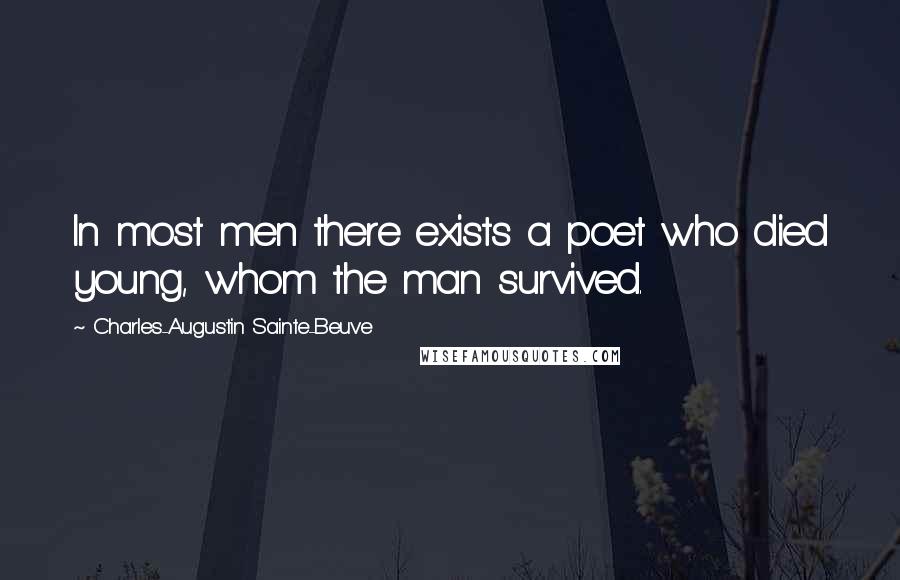 Charles-Augustin Sainte-Beuve Quotes: In most men there exists a poet who died young, whom the man survived.