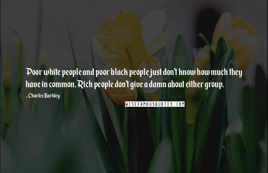Charles Barkley Quotes: Poor white people and poor black people just don't know how much they have in common. Rich people don't give a damn about either group.