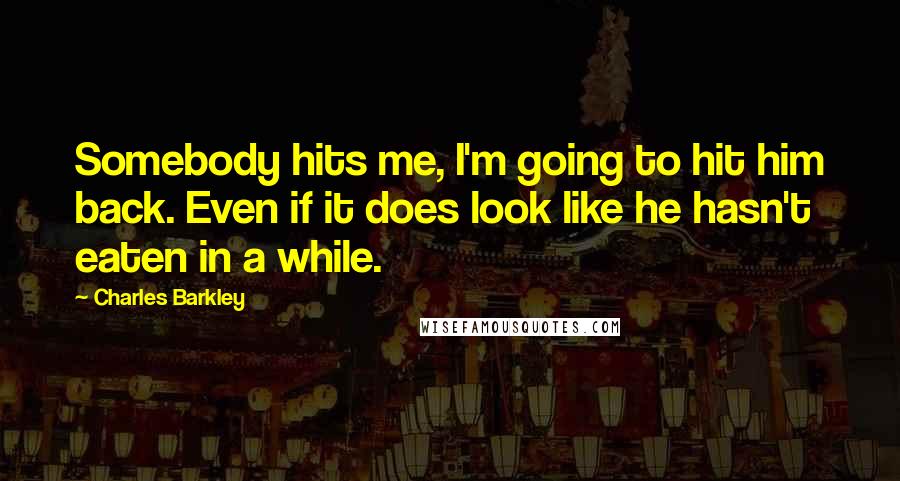 Charles Barkley Quotes: Somebody hits me, I'm going to hit him back. Even if it does look like he hasn't eaten in a while.