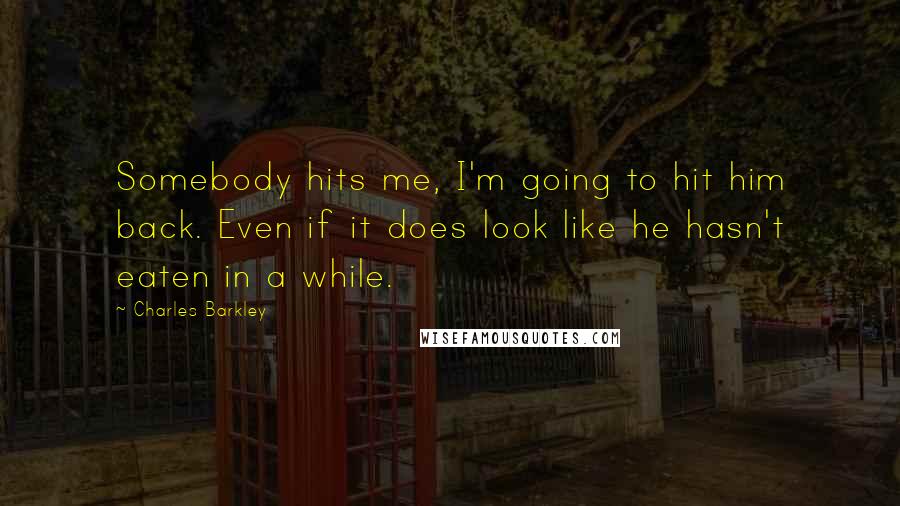 Charles Barkley Quotes: Somebody hits me, I'm going to hit him back. Even if it does look like he hasn't eaten in a while.
