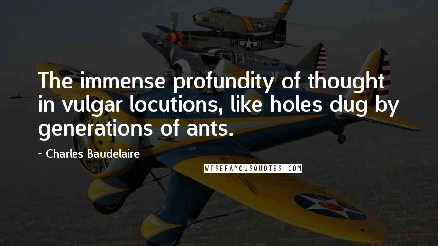 Charles Baudelaire Quotes: The immense profundity of thought in vulgar locutions, like holes dug by generations of ants.