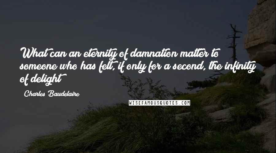 Charles Baudelaire Quotes: What can an eternity of damnation matter to someone who has felt, if only for a second, the infinity of delight?