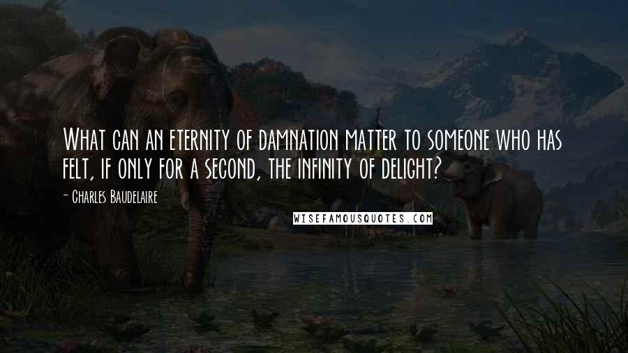 Charles Baudelaire Quotes: What can an eternity of damnation matter to someone who has felt, if only for a second, the infinity of delight?