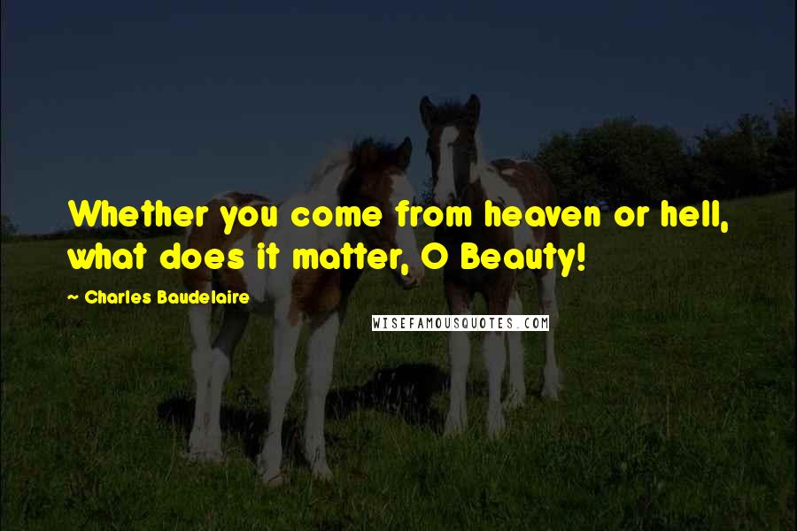 Charles Baudelaire Quotes: Whether you come from heaven or hell, what does it matter, O Beauty!