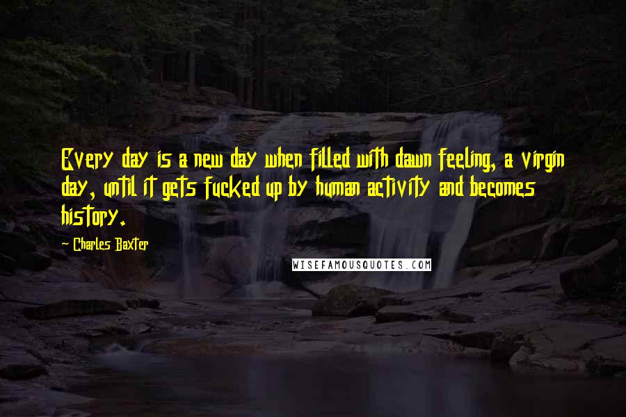 Charles Baxter Quotes: Every day is a new day when filled with dawn feeling, a virgin day, until it gets fucked up by human activity and becomes history.