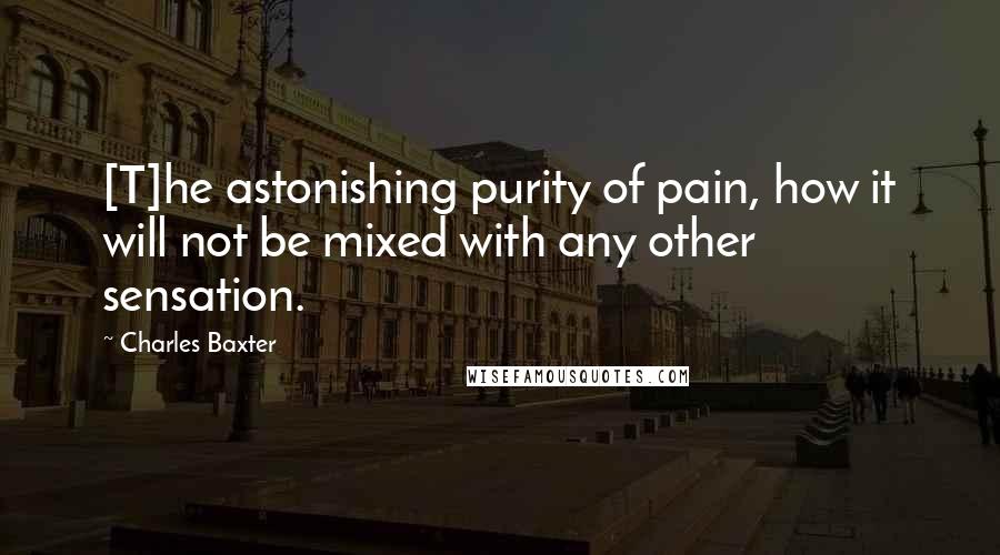 Charles Baxter Quotes: [T]he astonishing purity of pain, how it will not be mixed with any other sensation.