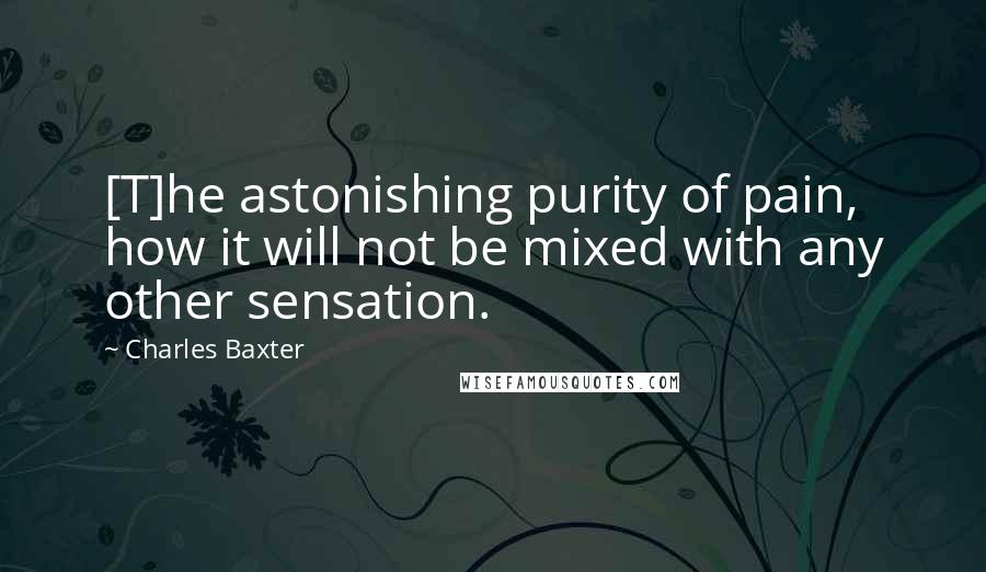 Charles Baxter Quotes: [T]he astonishing purity of pain, how it will not be mixed with any other sensation.
