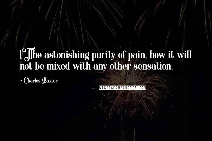 Charles Baxter Quotes: [T]he astonishing purity of pain, how it will not be mixed with any other sensation.