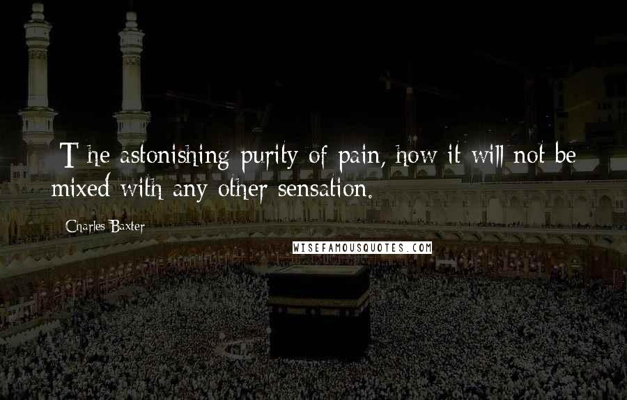 Charles Baxter Quotes: [T]he astonishing purity of pain, how it will not be mixed with any other sensation.