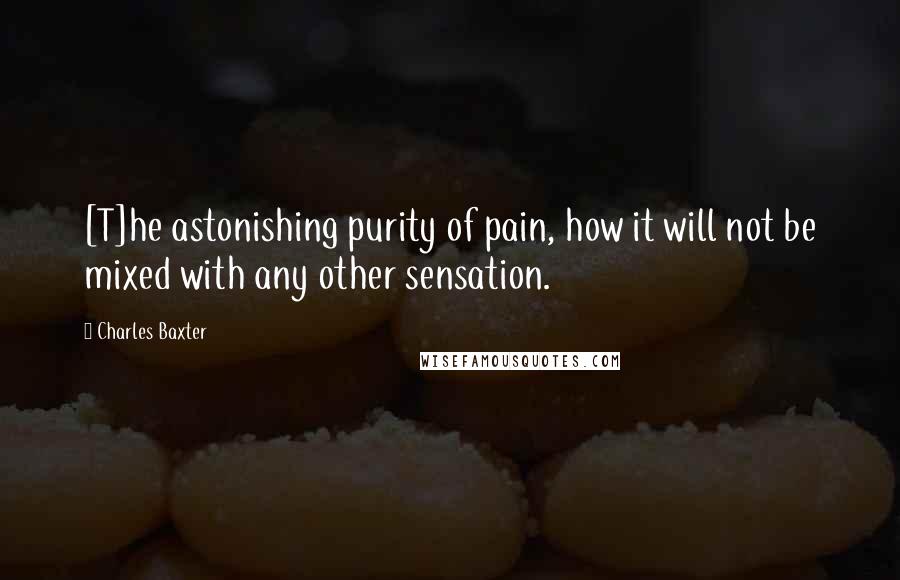 Charles Baxter Quotes: [T]he astonishing purity of pain, how it will not be mixed with any other sensation.