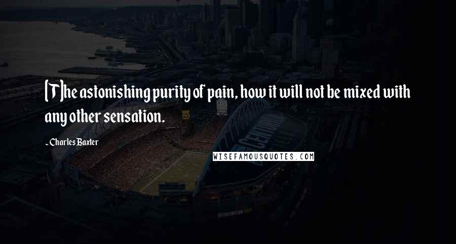 Charles Baxter Quotes: [T]he astonishing purity of pain, how it will not be mixed with any other sensation.