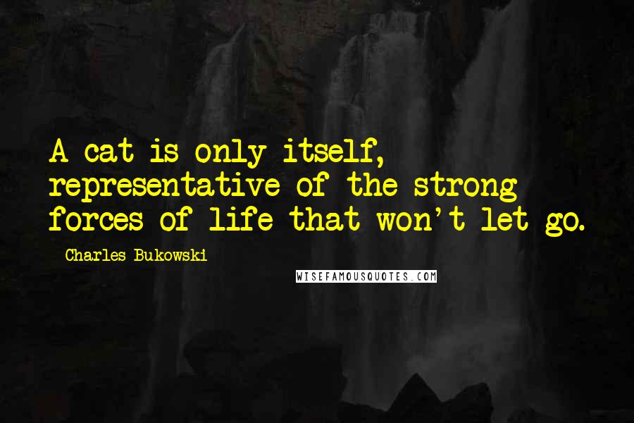 Charles Bukowski Quotes: A cat is only itself, representative of the strong forces of life that won't let go.